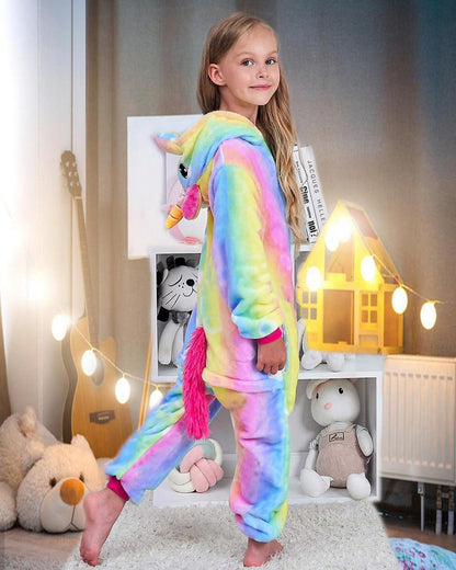 Einhorn Kostüm Mädchen Kinder Onesies Pyjama Kapuze Karneval