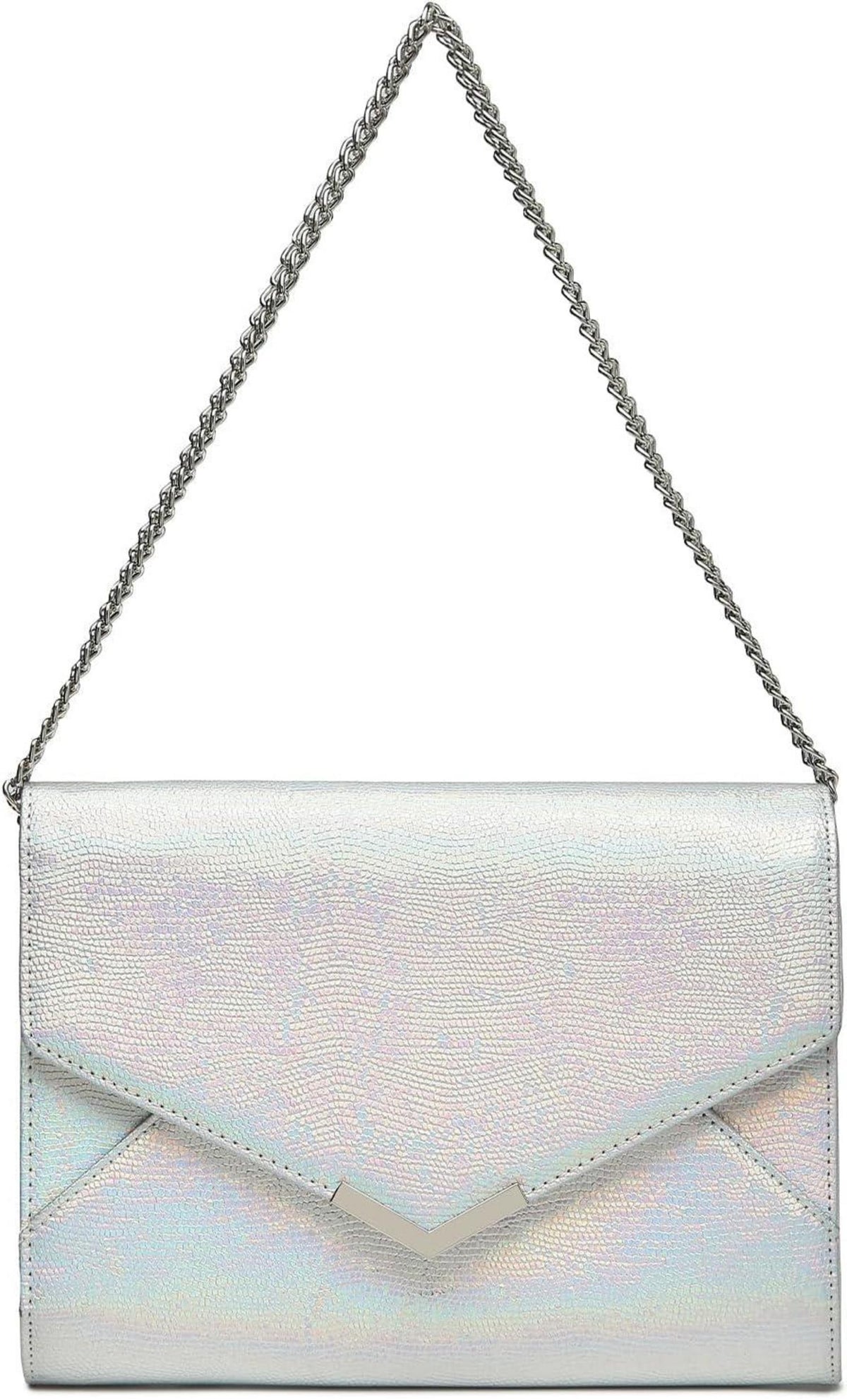 Elegante Damen Clutch Abendtasche mit Glitzer Kette Silber
