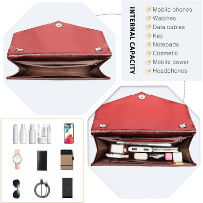 Miss Lulu Clutch mit Kette, Abendtasche Rot
