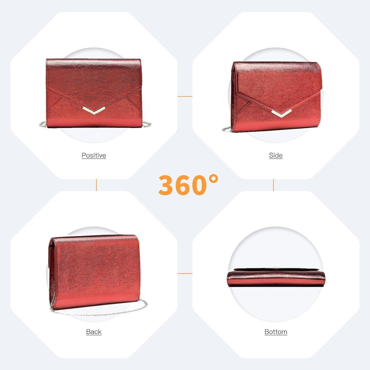 Miss Lulu Clutch mit Kette, Abendtasche Rot