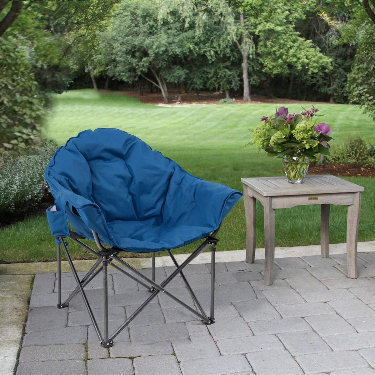 Übergroßer Campingstuhl Moonchair Faltbar Outdoor Dunkelblau