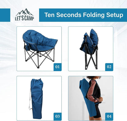 Übergroßer Campingstuhl Moonchair faltbar mit Kühltasche dunkelblau