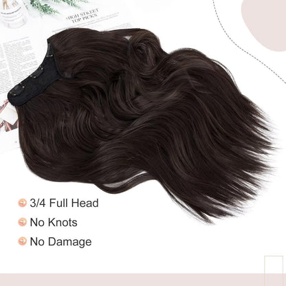 Gewellte Haarverlängerung Mittelbraun 45cm – Clip-In Einteiler