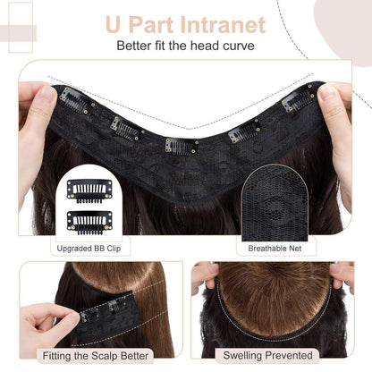 Gewellte Haarverlängerung Dunkelbraun, 45 cm Clip-In