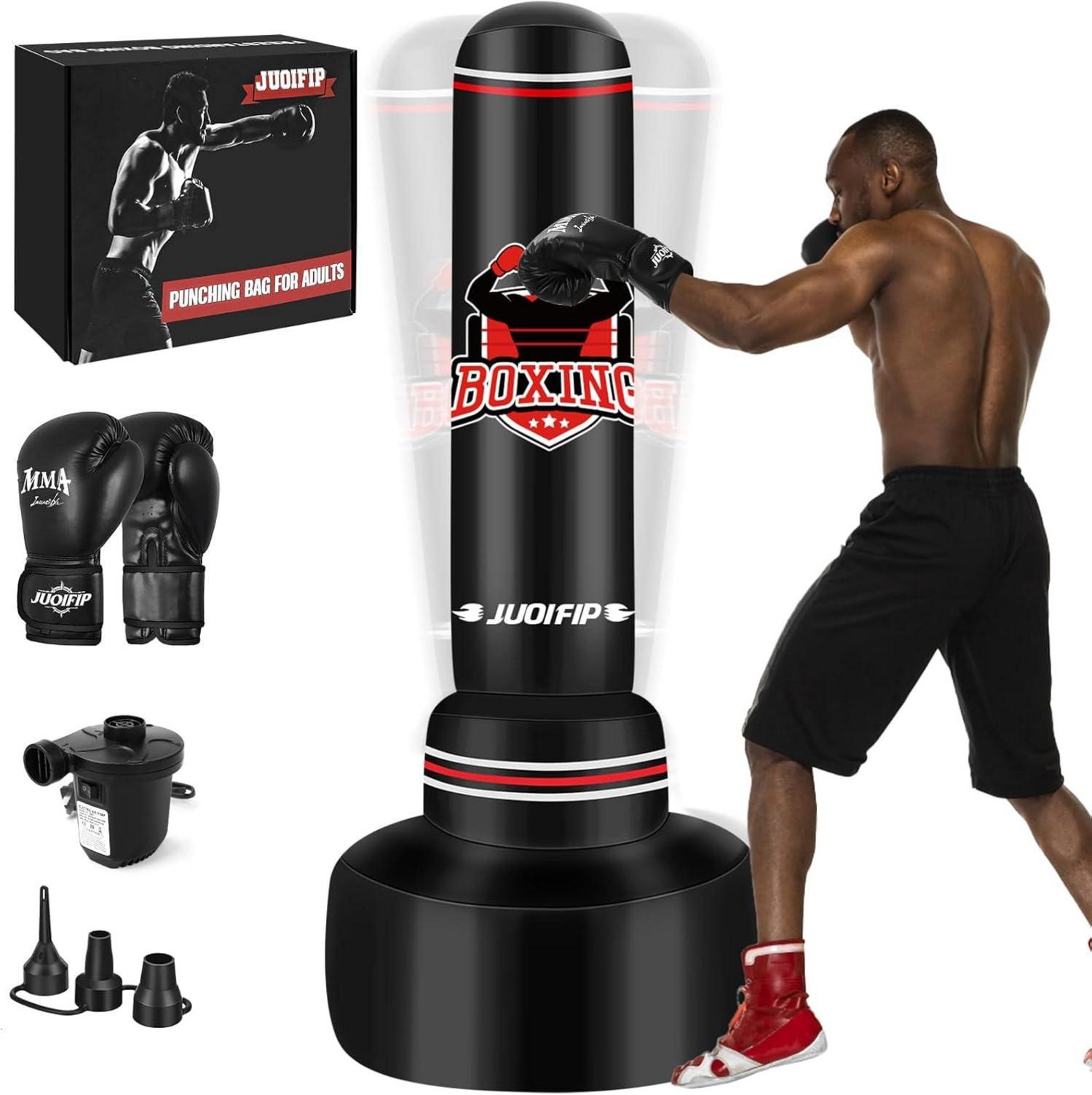 Boxsack Stehend 180cm mit Boxhandschuhen und Luftpumpe