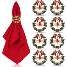 8x Weihnachtliche Serviettenringe Gold mit Weihnachtskranz