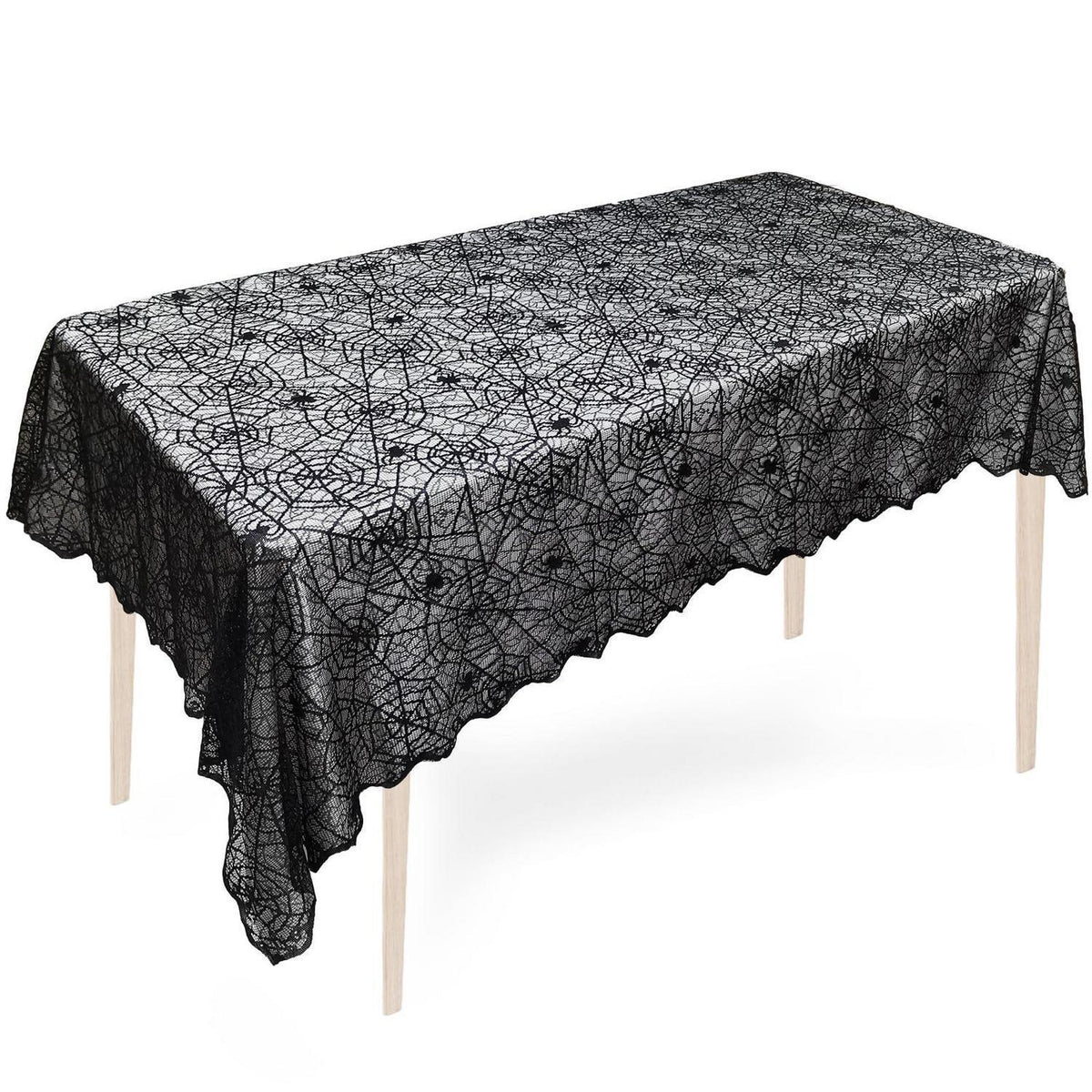 Halloween Tischdecke Spinnennetz Schwarz Spitze 152x213cm
