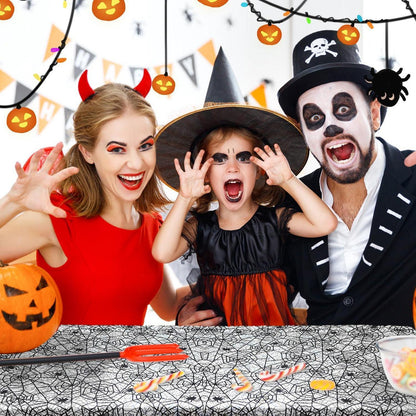 Halloween Tischdecke Spinnennetz Schwarz Spitze 152x213cm