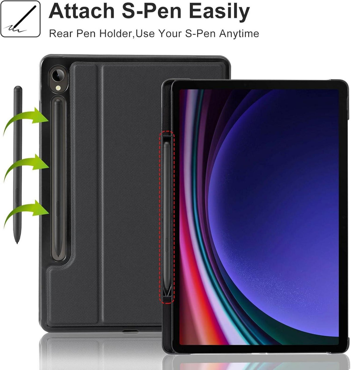 11 Zoll 2023 Stand Hülle für Samsung Galaxy Tab S9 - Schwarz