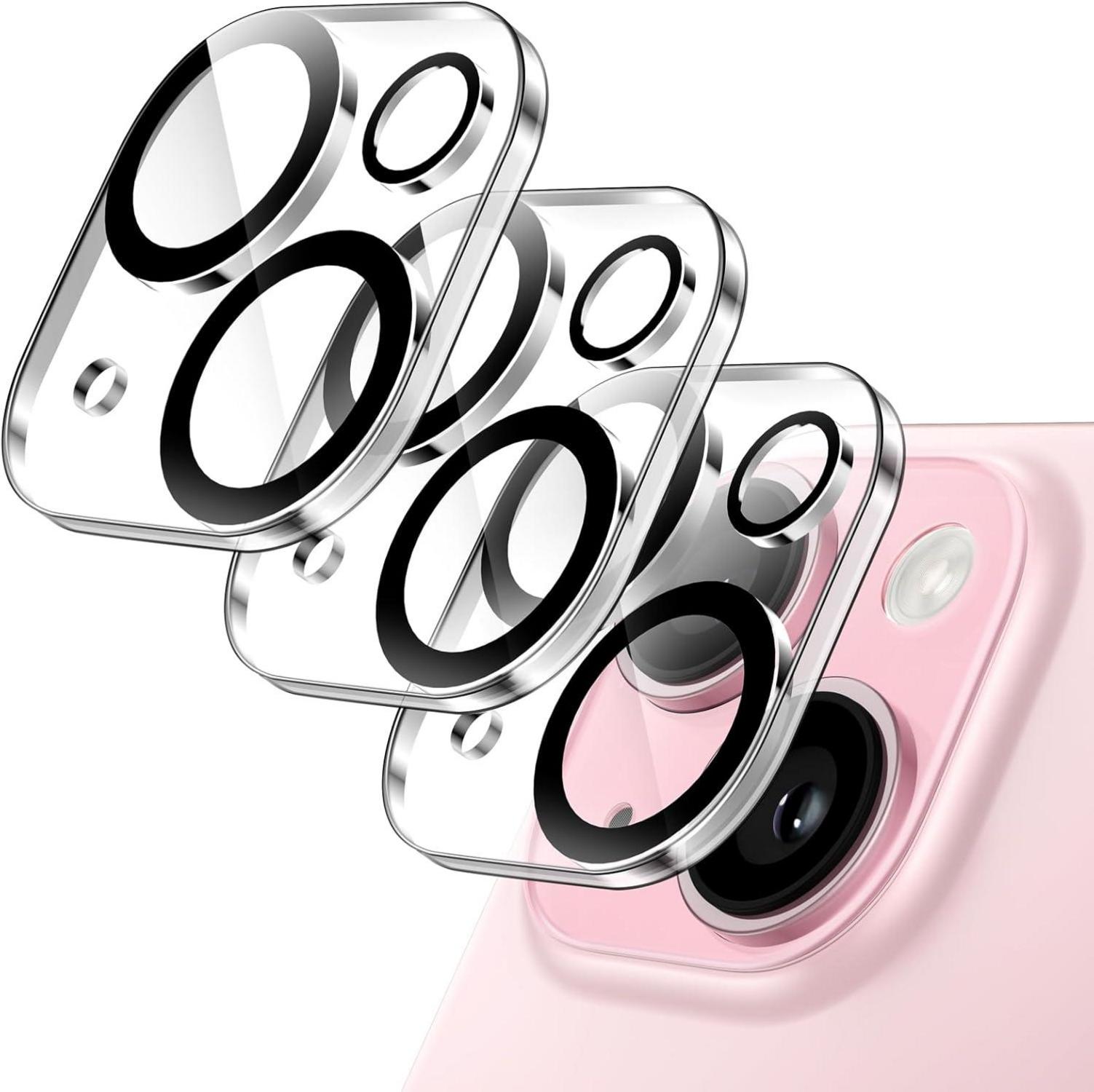 Kameraschutz für iPhone 15 und iPhone 15 Plus 9H Panzerglas 3er Set