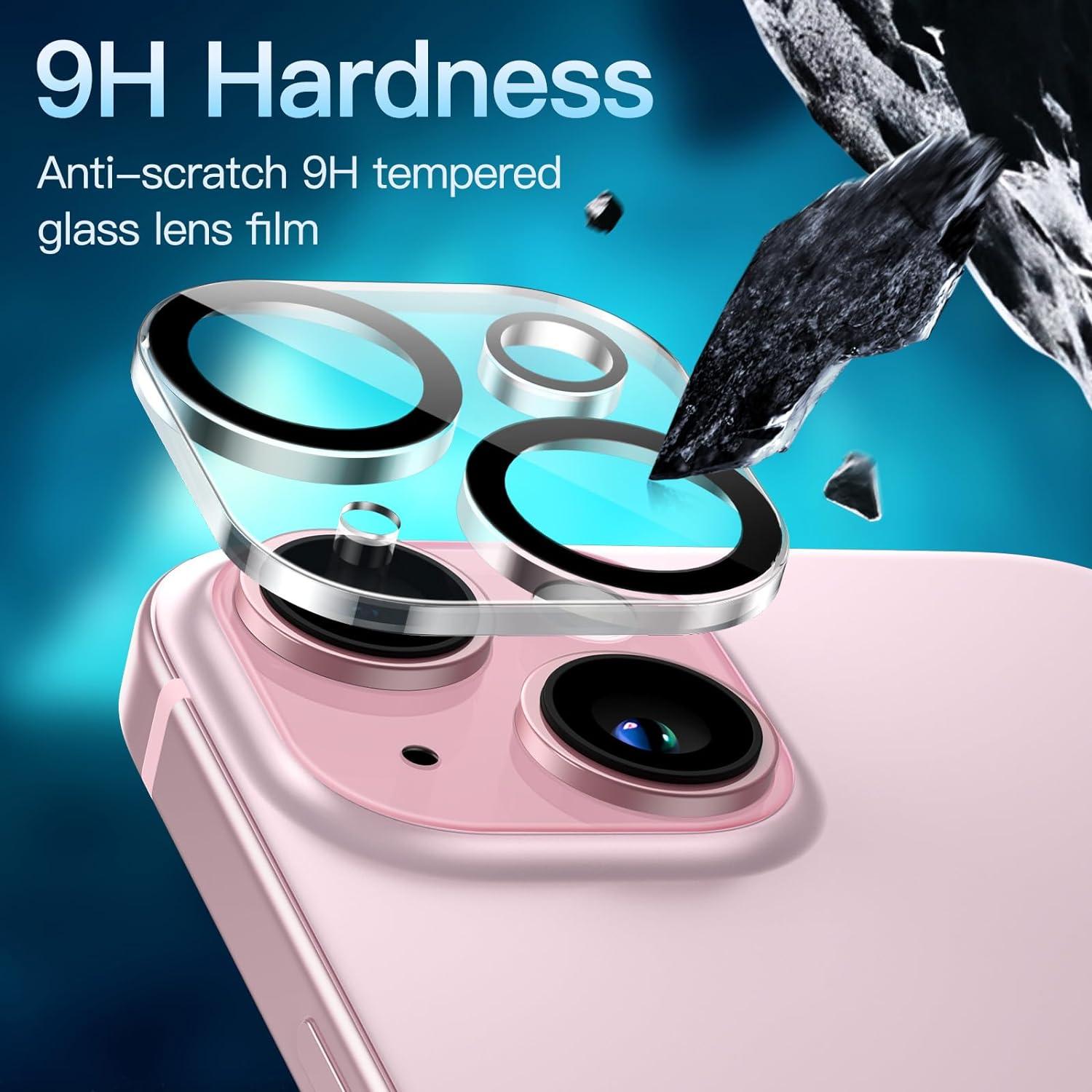 Kameraschutz für iPhone 15 6,1 & 15 Plus 6,7 Zoll, 9H Panzer Glas, Kamera Schutzfolie, HD Klar, 3 Stück
