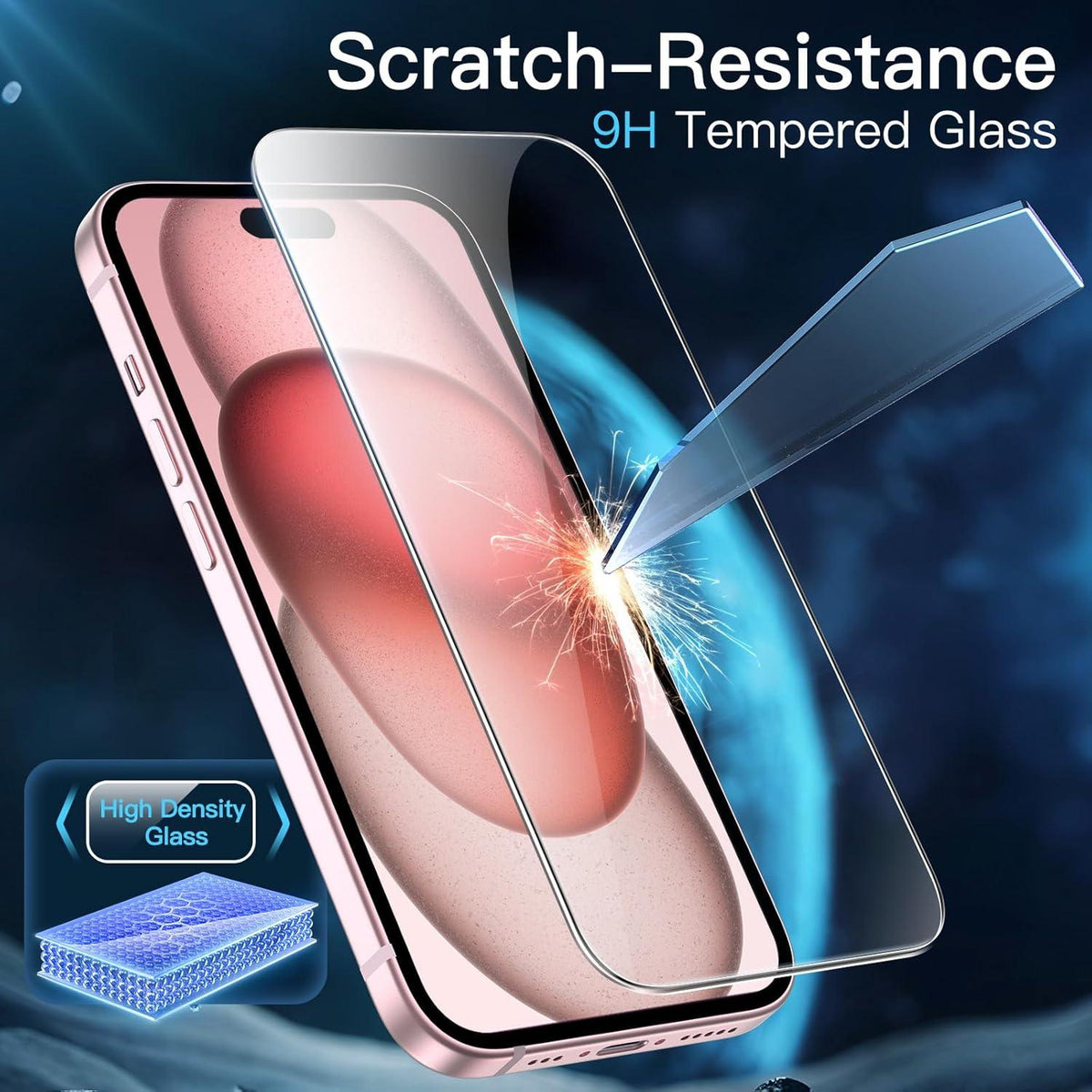 Schutzfolie für iPhone 15 6,1 Zoll Panzer Glas Displayschutz 3 Stück