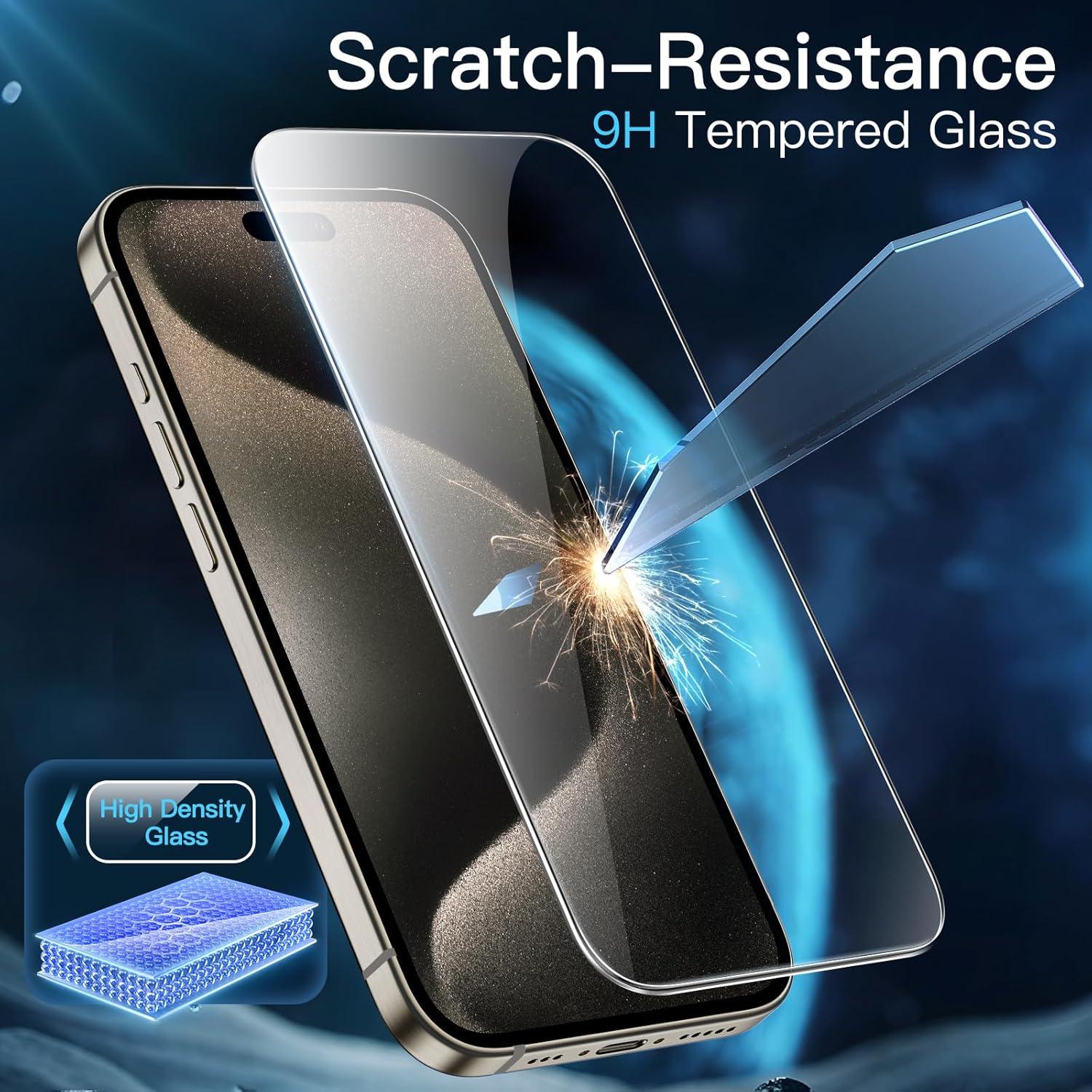 Schutzfolie für iPhone 15 Pro Max 6,7 Zoll, Panzer Schutzglas Folie