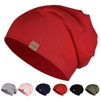 Slouch Beanie Mütze Baumwolle für Damen und Herren, dünn und leicht, rot
