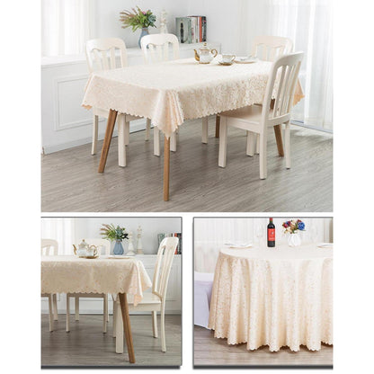 Runde Jacquard Tischdecke Champagnegold 360 cm – Elegant & Vielseitig