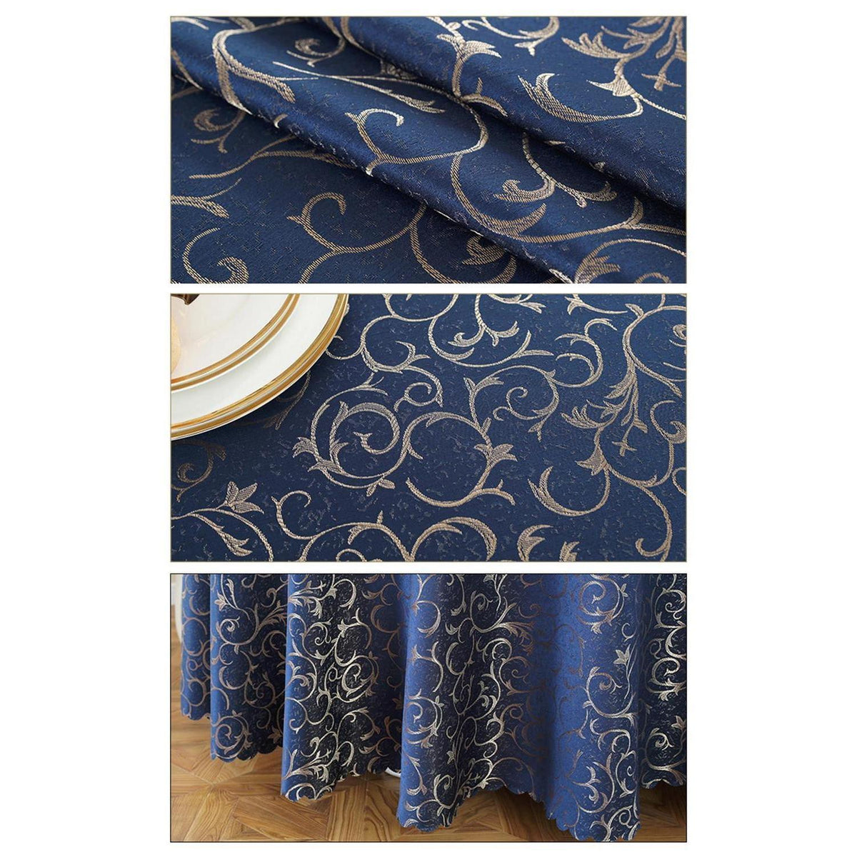 Runde Jacquard Tischdecke Champagnegold 160cm – Elegant & Pflegeleicht