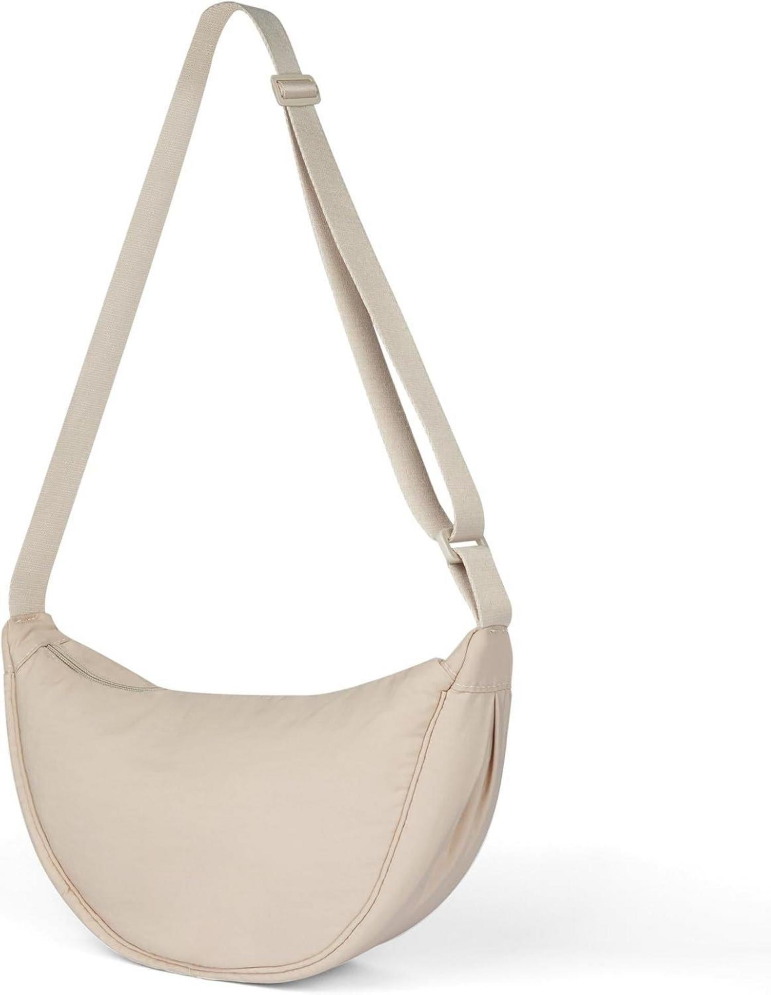 Damen Halbmond Crossbody Umhängetasche Nylon Reißverschluss
