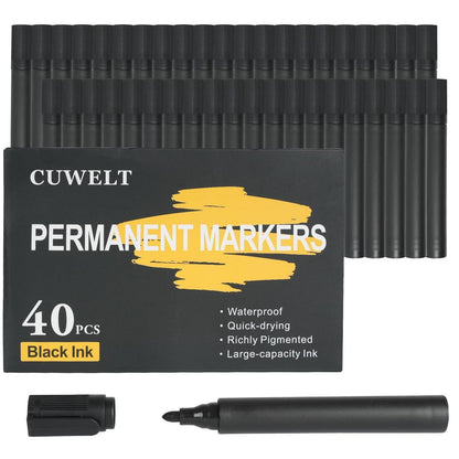 40x Permanentmarker Schwarz 3mm – Wasserfest & Schnell Trocknend