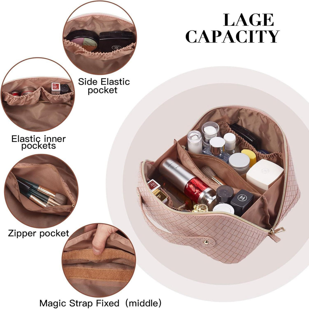 Telena PU-Leder Kulturbeutel Reise-Kosmetiktasche Make-up Tasche