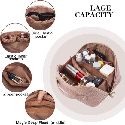 Telena PU-Leder Kulturbeutel Reise-Kosmetiktasche Make-up Tasche