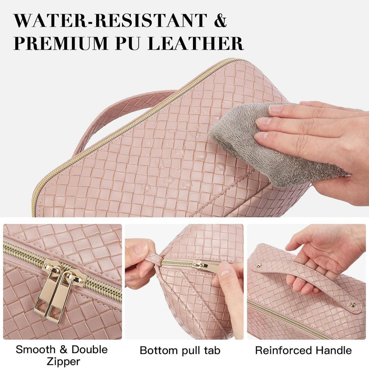 Telena PU Leder Kulturbeutel für Damen, Reise Kosmetiktasche, Make-up Taschen Organizer
