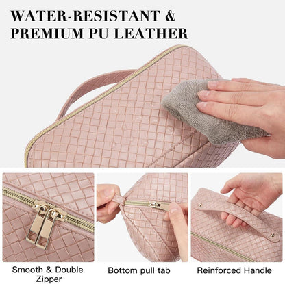 Telena PU Leder Kulturbeutel für Damen, Reise Kosmetiktasche, Make-up Taschen Organizer