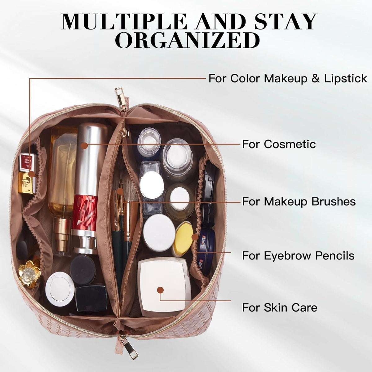 Telena Damen Kulturbeutel PU-Leder Reise Make-up Tasche Organizer