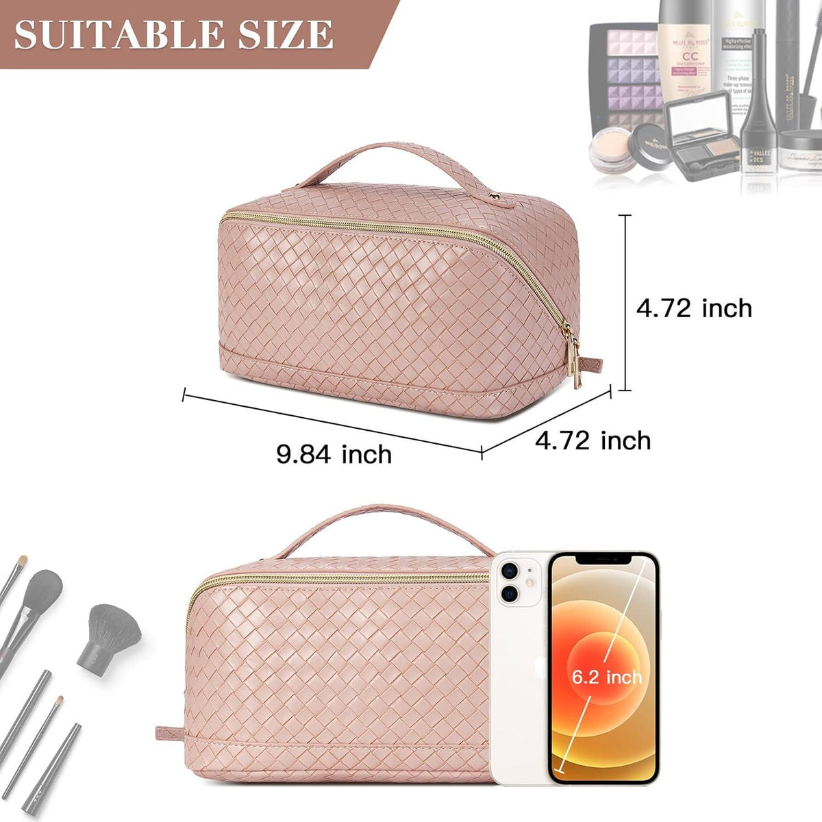 Kulturbeutel Damen PU-Leder Reise-Kosmetiktasche Make-up Tasche