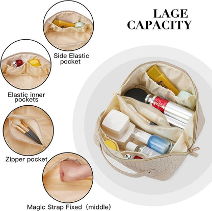 Telena Damen Kulturbeutel PU-Leder Reise Make-up Kosmetiktasche