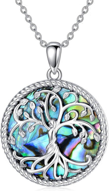 VONALA Baum des Lebens Halskette 925 Sterling Silber Abalone Shell