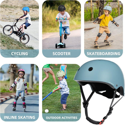 Kinder Fahrradhelm Skaterhelm verstellbar 3-13 Jahre Dusty Blau M