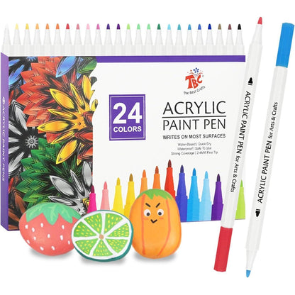 Acrylstifte für Steine 24 Farben, Wasserfest, Bemalen Stifte