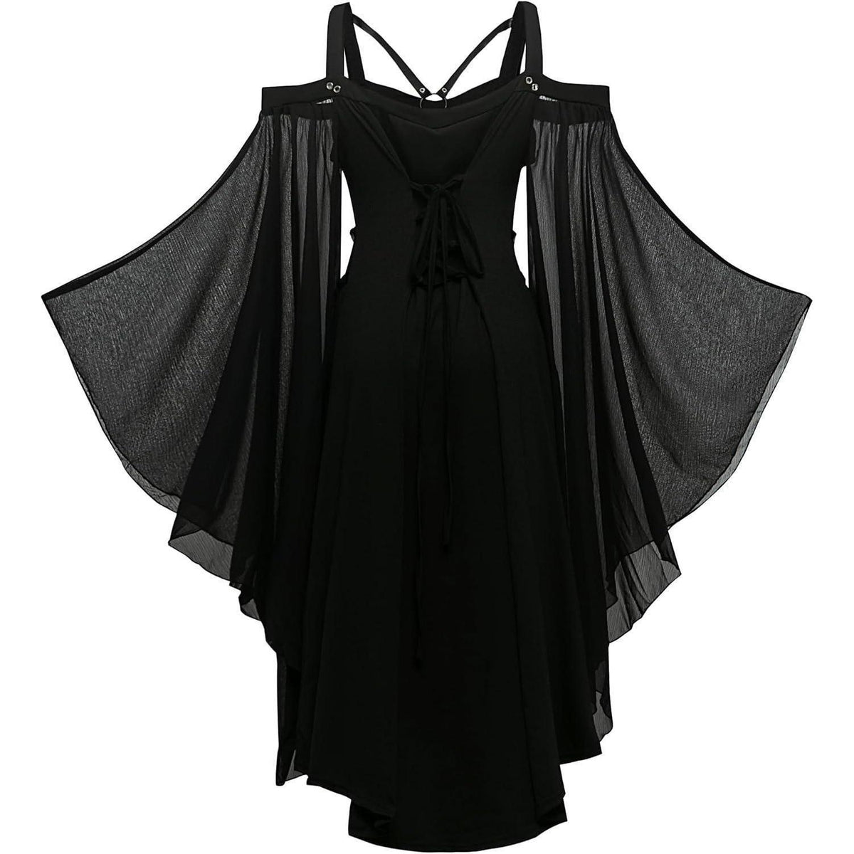 Gothic Kleid Damen Vintage Mittelalterlich Schwarz XL