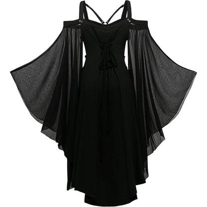 Gothic Kleid Damen Vintage Mittelalterlich Schwarz XL