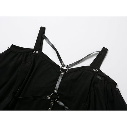 Gothic Kleid Damen Vintage Mittelalterlich Schwarz XL
