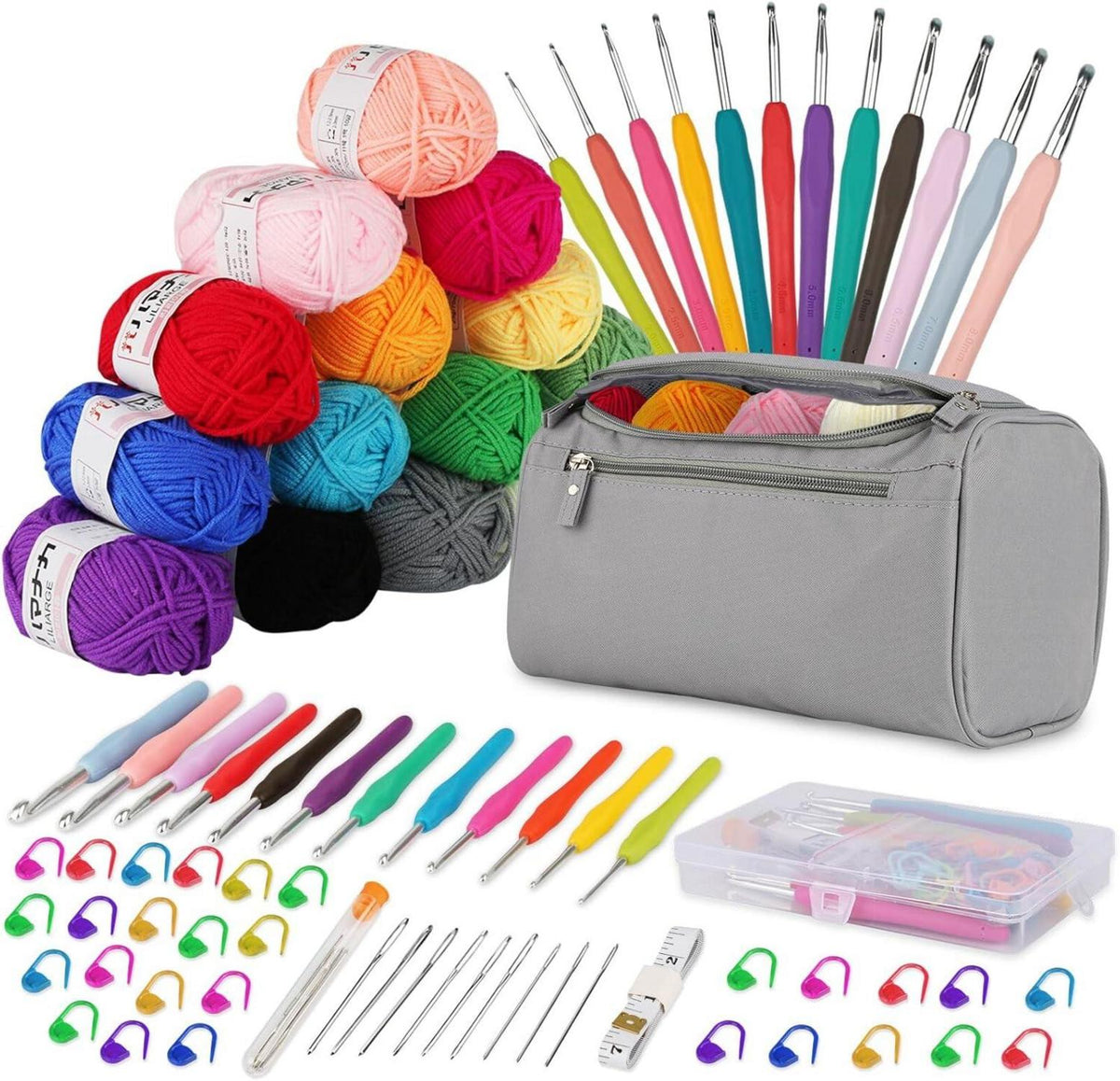 Häkelnadel Set 90 Stück Häkelgarn Ergonomische Nadeln