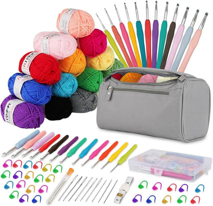 Häkelnadel Set 90 Stück Häkelgarn Ergonomische Nadeln