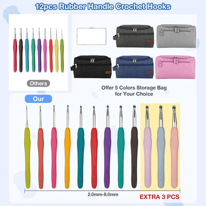Häkelnadel Set 90 Stück Häkelgarn Ergonomische Nadeln