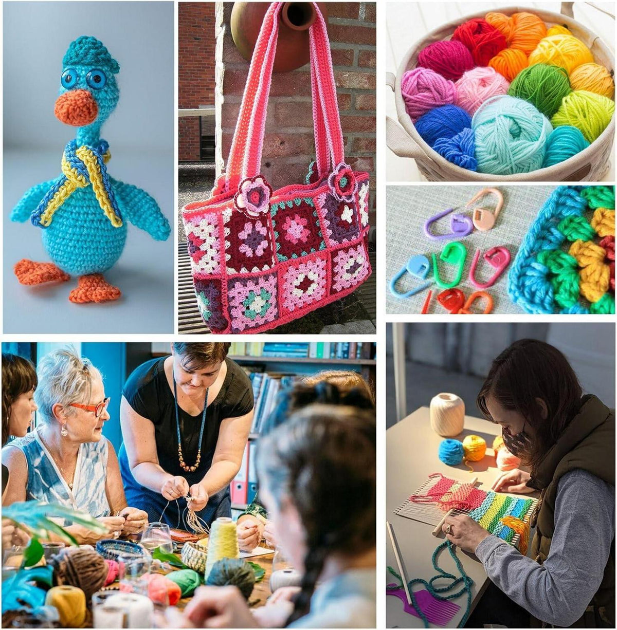 Häkelnadel Set 90 Stück Häkelset Anfänger 15 Farben Garn Ergonomisch