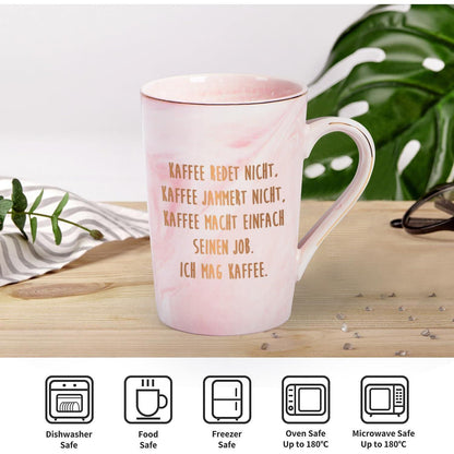 Kaffeetasse mit Spruch, Rosa Marmor, 400ml, Geschenk für Kollegen
