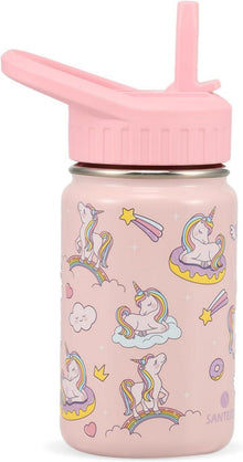 Trinkflasche Kinder Edelstahl 350ml Strohhalm Auslaufsicher Kinder