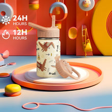 Kinder Trinkflasche Edelstahl 350ml mit Strohhalm