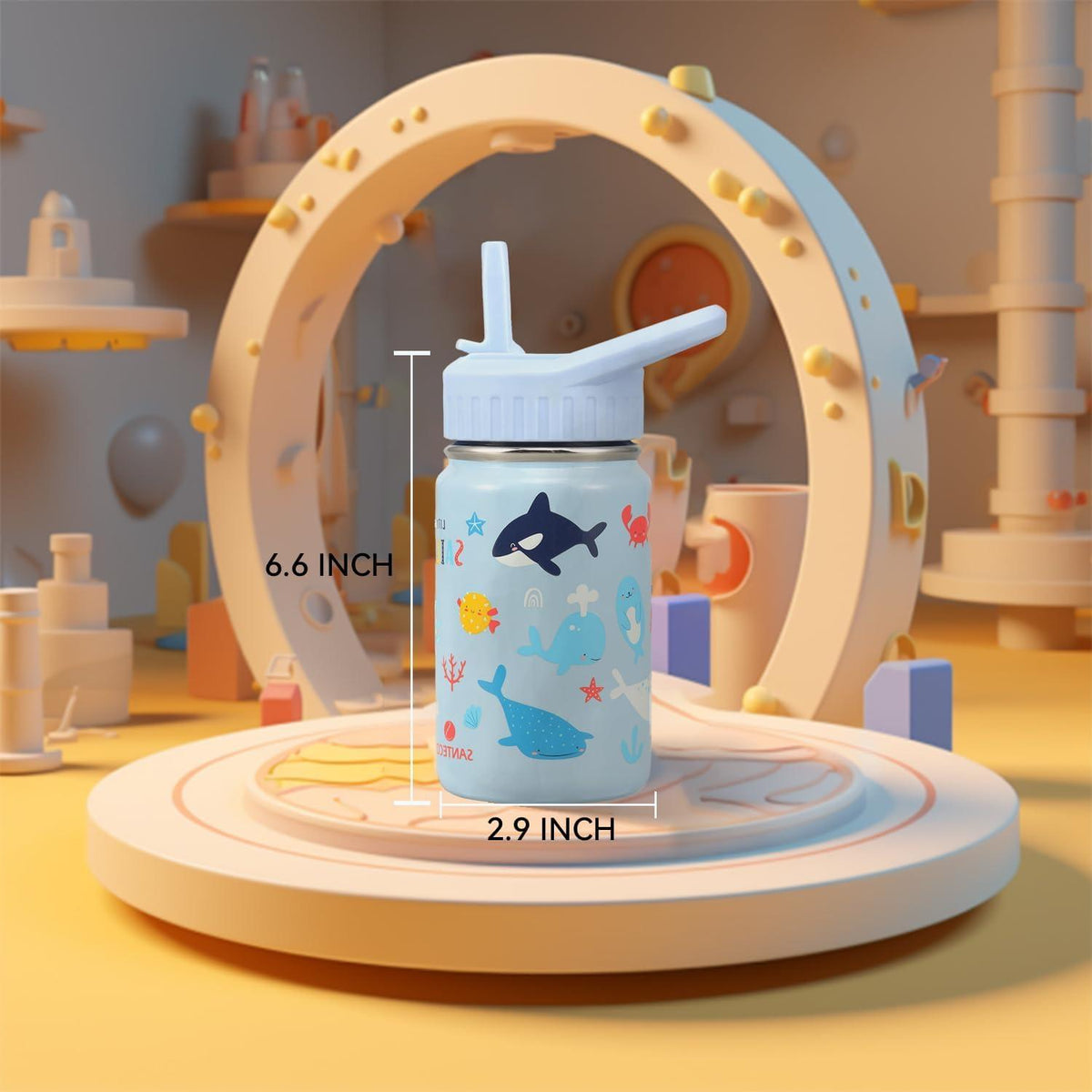 Kinder Trinkflasche Edelstahl 350ml Strohhalm Auslaufsicher BPA-frei