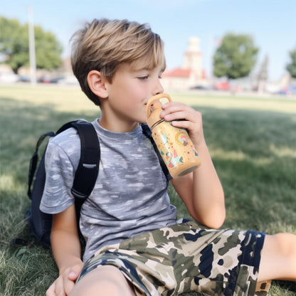 Kinder Trinkflasche Edelstahl 350ml mit Strohhalm Auslaufsicher BPA-frei Jungen Mädchen