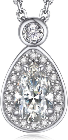 Kette Damen 925 Silber Moissanite Tropfen Halskette mit Anhänger