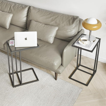 Beistelltisch Sofa Laptoptisch Glastisch Hartglas Schwarz
