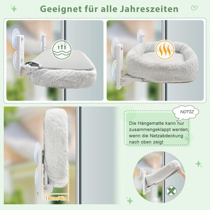 Katzen Fensterliege Hängematte Klappbar 25kg Grau M