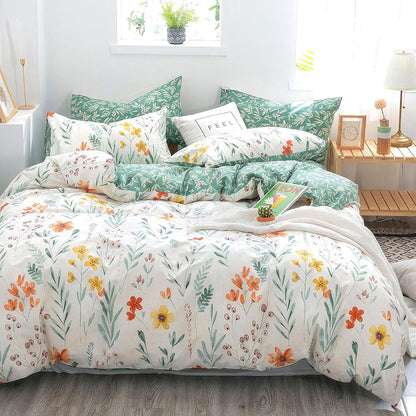 Bettwäsche Blumen 100% Baumwolle 135x200 Reißverschluss 80x80