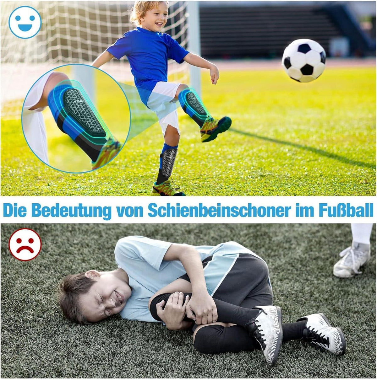 Tavaler Schienbeinschoner Kinder Fußball verstellbarer Riemen gepolstert Knöchelschutz