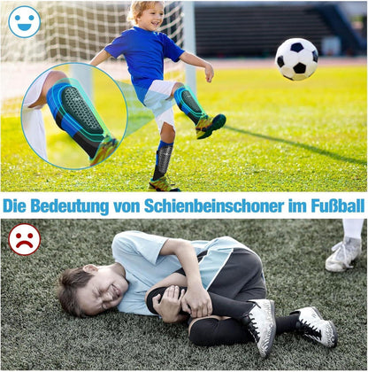 Tavaler Schienbeinschoner Kinder Fußball verstellbarer Riemen gepolstert Knöchelschutz